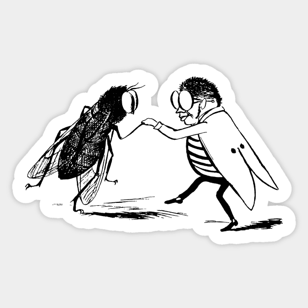 Vintage Black and White design with Insects Dancing by Edward Lear Sticker by MasterpieceCafe